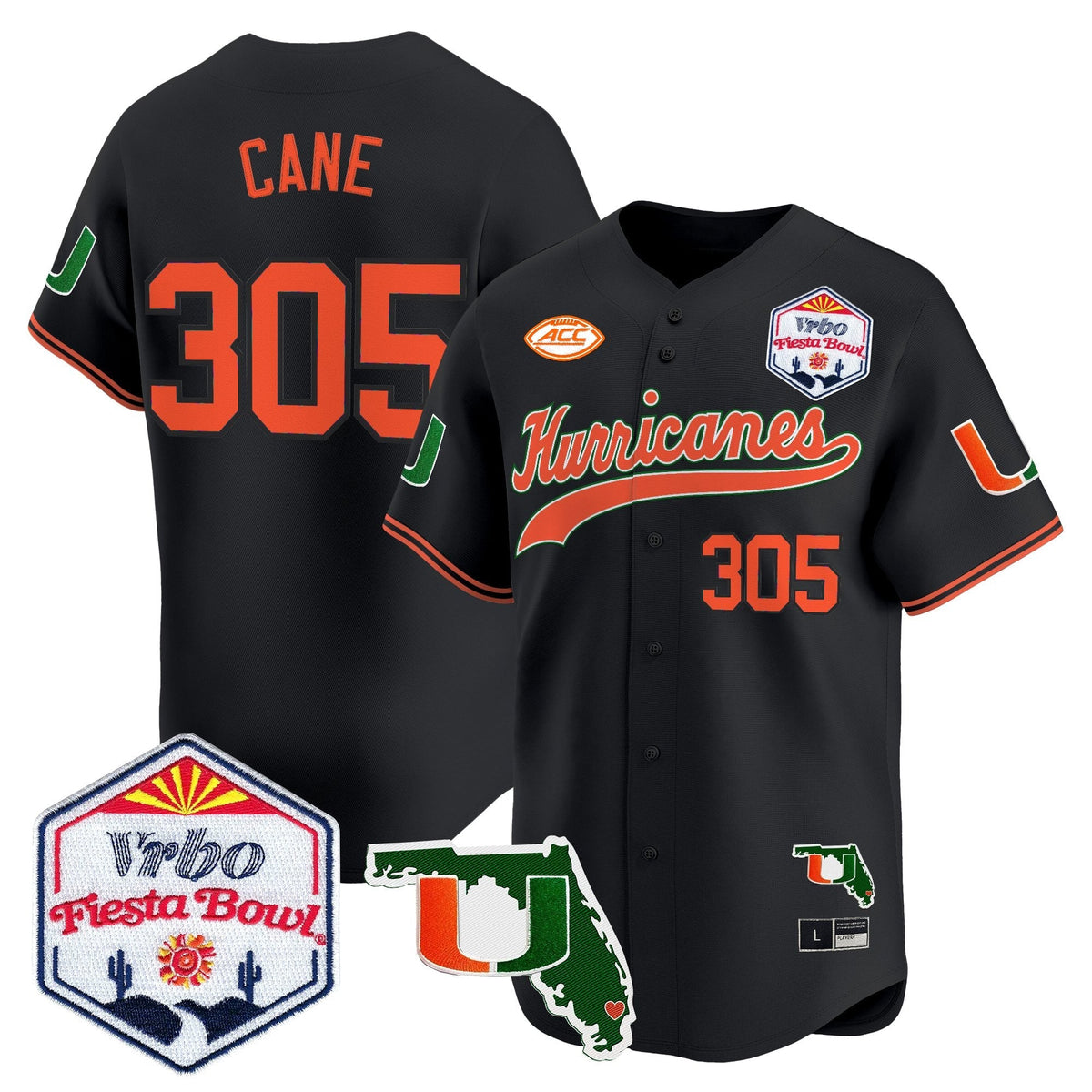 MIA 2026 The Fiesta Bowl & Florida Patch Vapor Baseball Jersey - All Stitched
