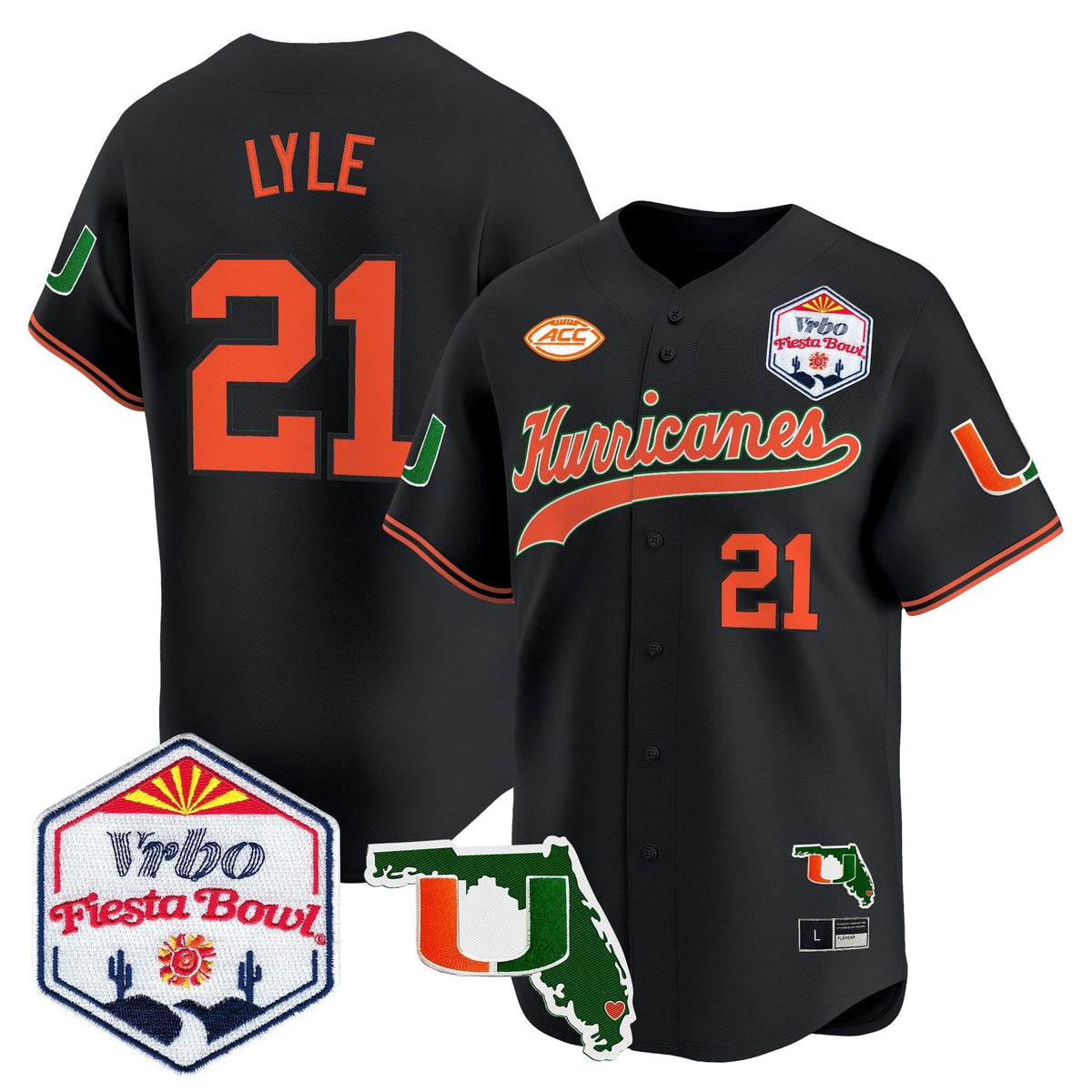 MIA 2026 The Fiesta Bowl & Florida Patch Vapor Baseball Jersey - All Stitched