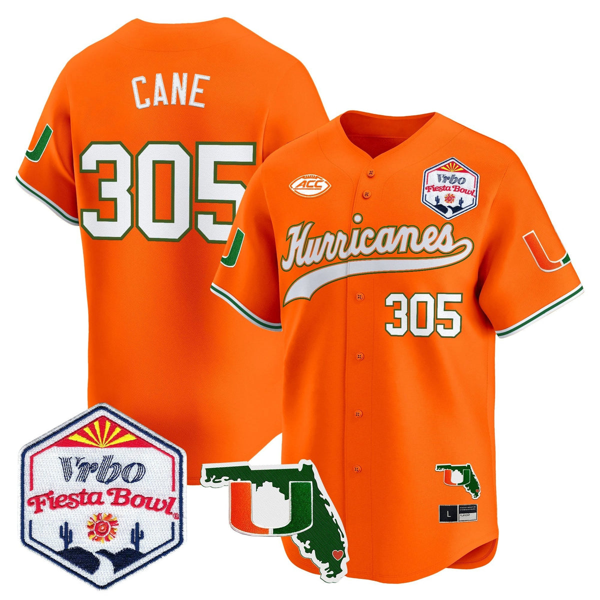 MIA 2026 The Fiesta Bowl & Florida Patch Vapor Baseball Jersey - All Stitched