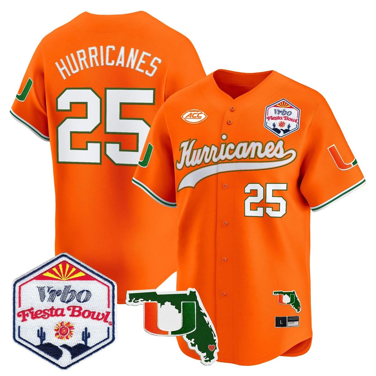 MIA 2026 The Fiesta Bowl & Florida Patch Vapor Baseball Jersey - All Stitched