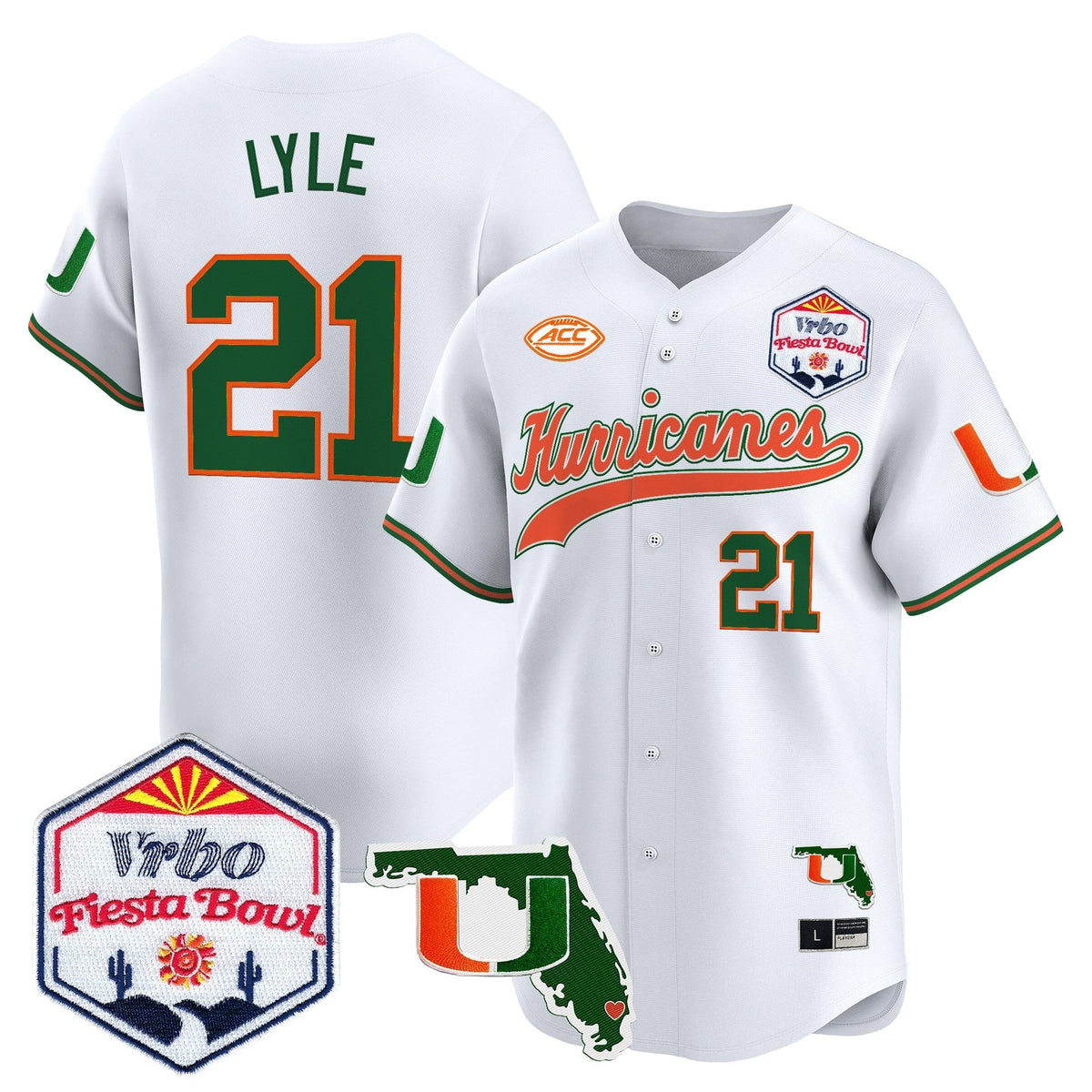 MIA 2026 The Fiesta Bowl & Florida Patch Vapor Baseball Jersey - All Stitched