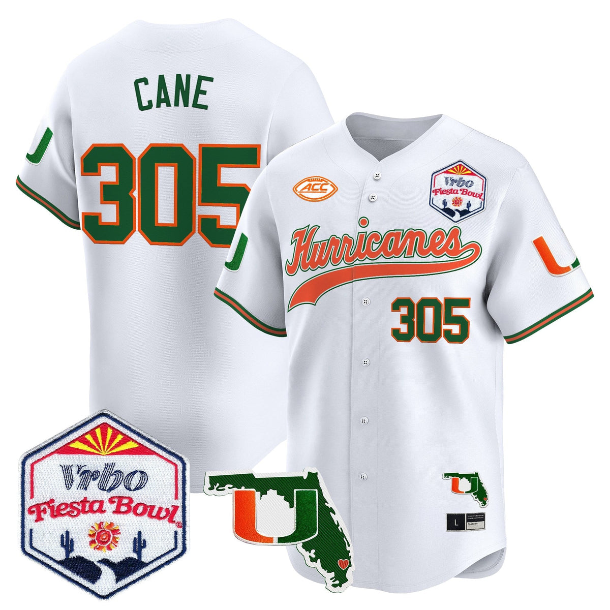 MIA 2026 The Fiesta Bowl & Florida Patch Vapor Baseball Jersey - All Stitched