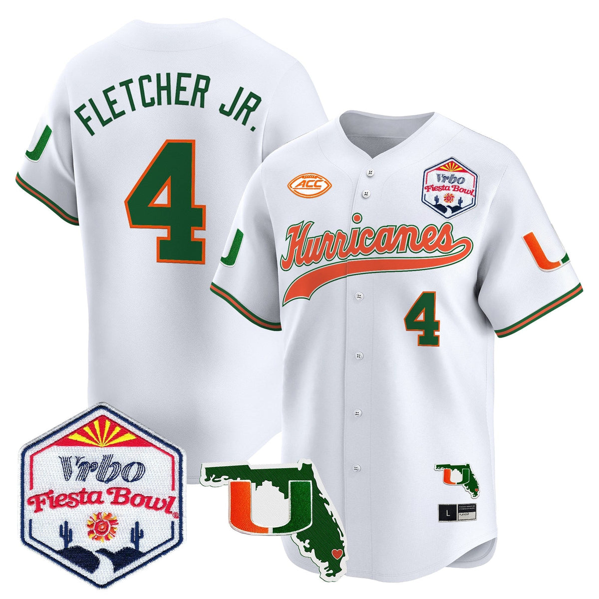 MIA 2026 The Fiesta Bowl & Florida Patch Vapor Baseball Jersey - All Stitched