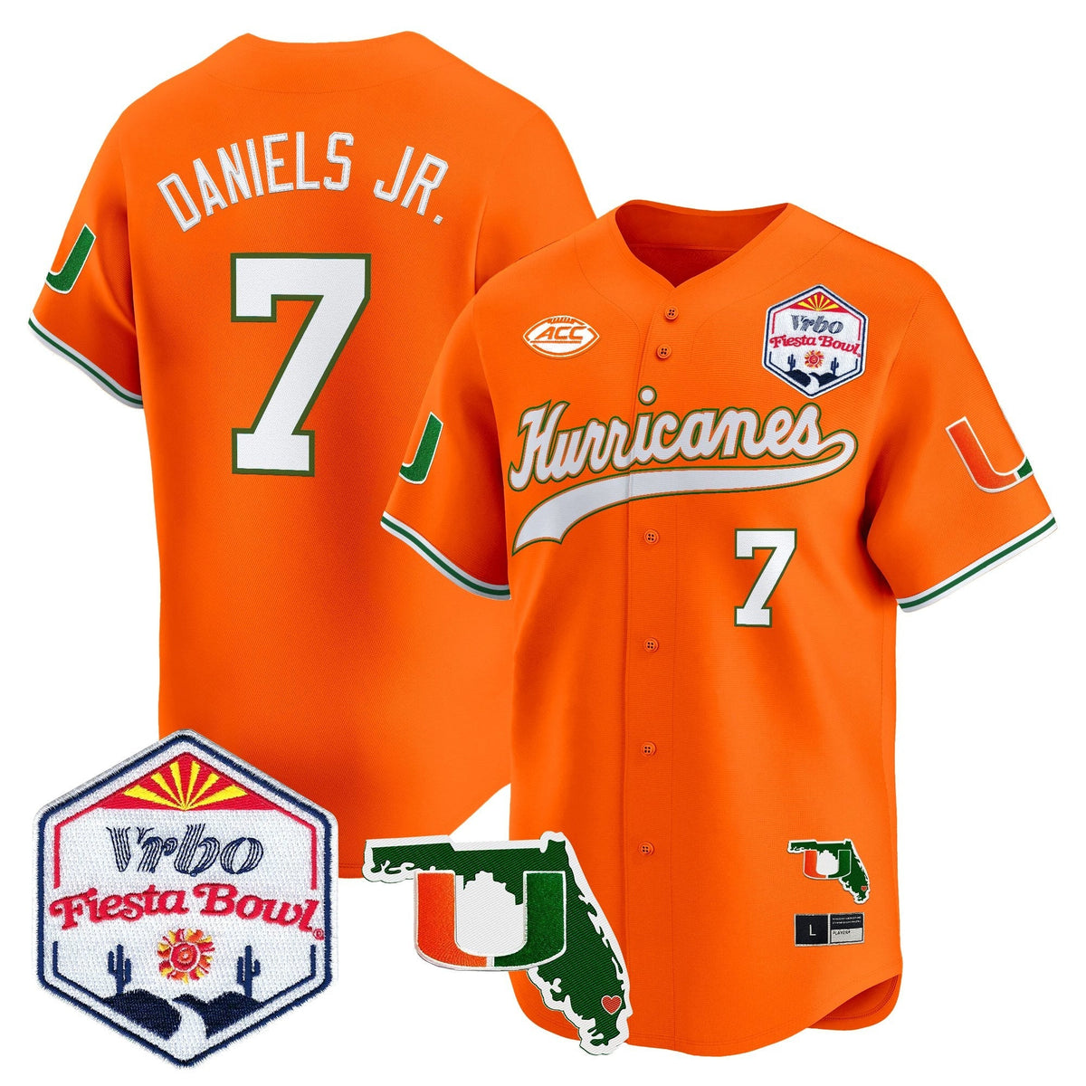 MIA 2026 The Fiesta Bowl & Florida Patch Vapor Baseball Jersey - All Stitched