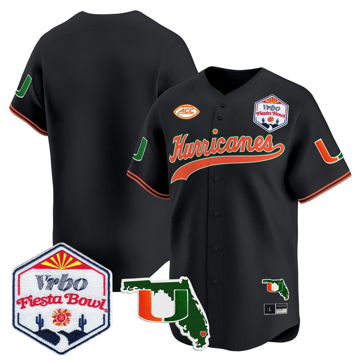 MIA 2026 The Fiesta Bowl & Florida Patch Vapor Baseball Jersey - All Stitched