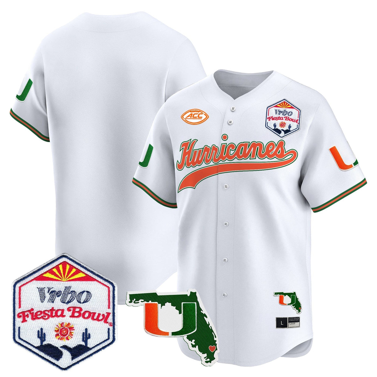 MIA 2026 The Fiesta Bowl & Florida Patch Vapor Baseball Jersey - All Stitched