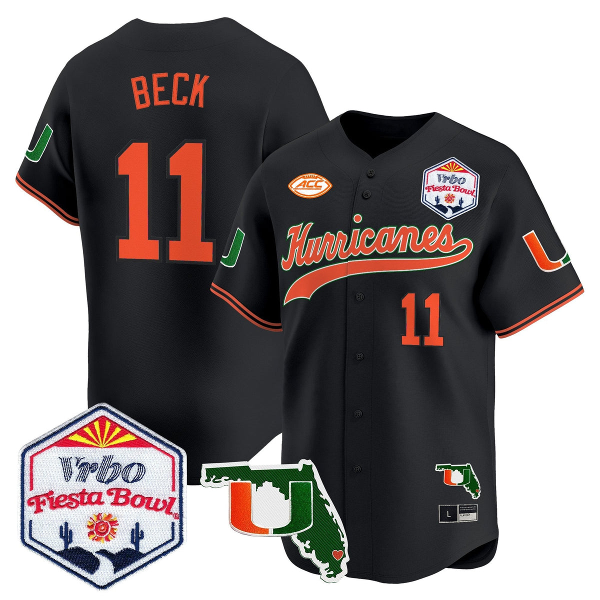 MIA 2026 The Fiesta Bowl & Florida Patch Vapor Baseball Jersey - All Stitched