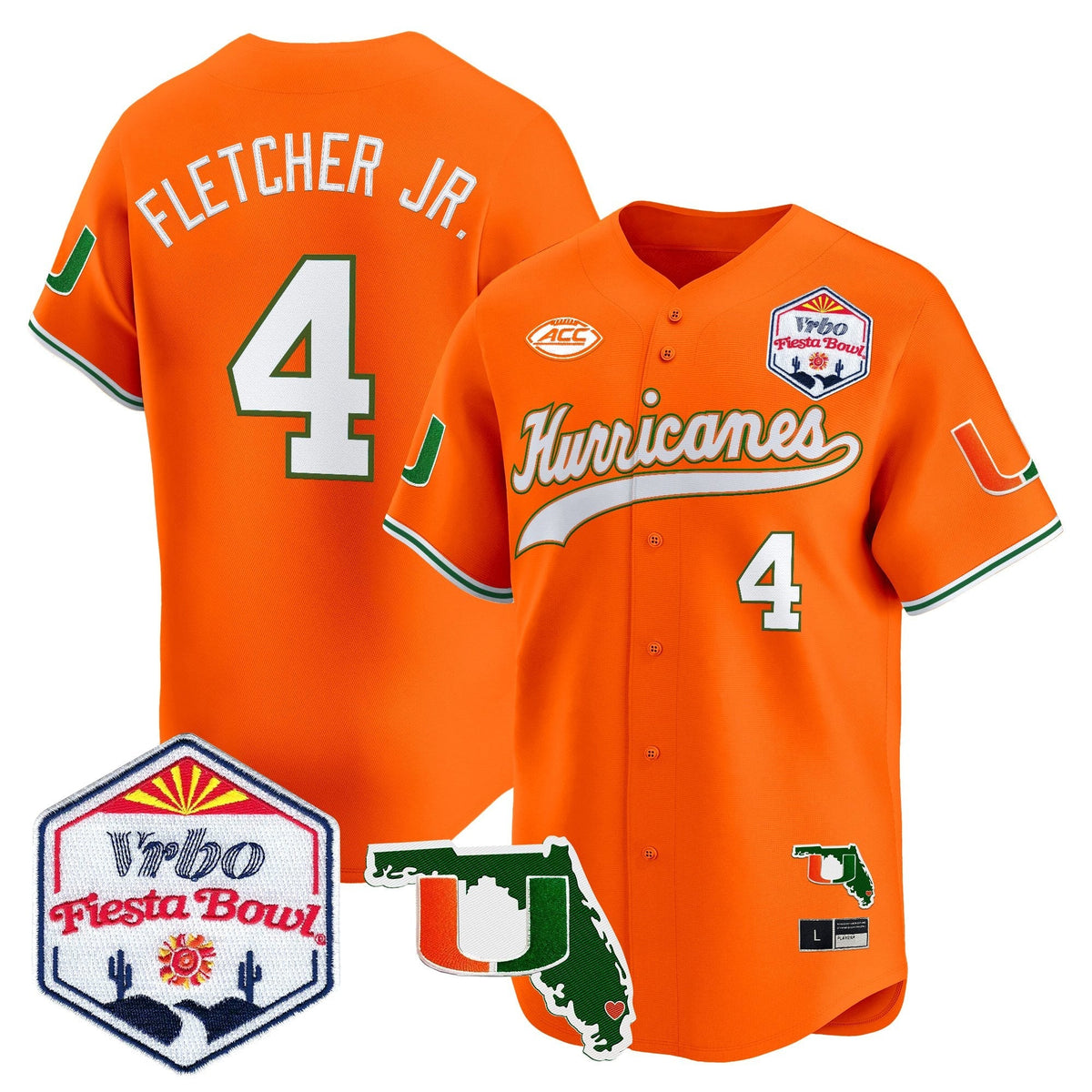 MIA 2026 The Fiesta Bowl & Florida Patch Vapor Baseball Jersey - All Stitched