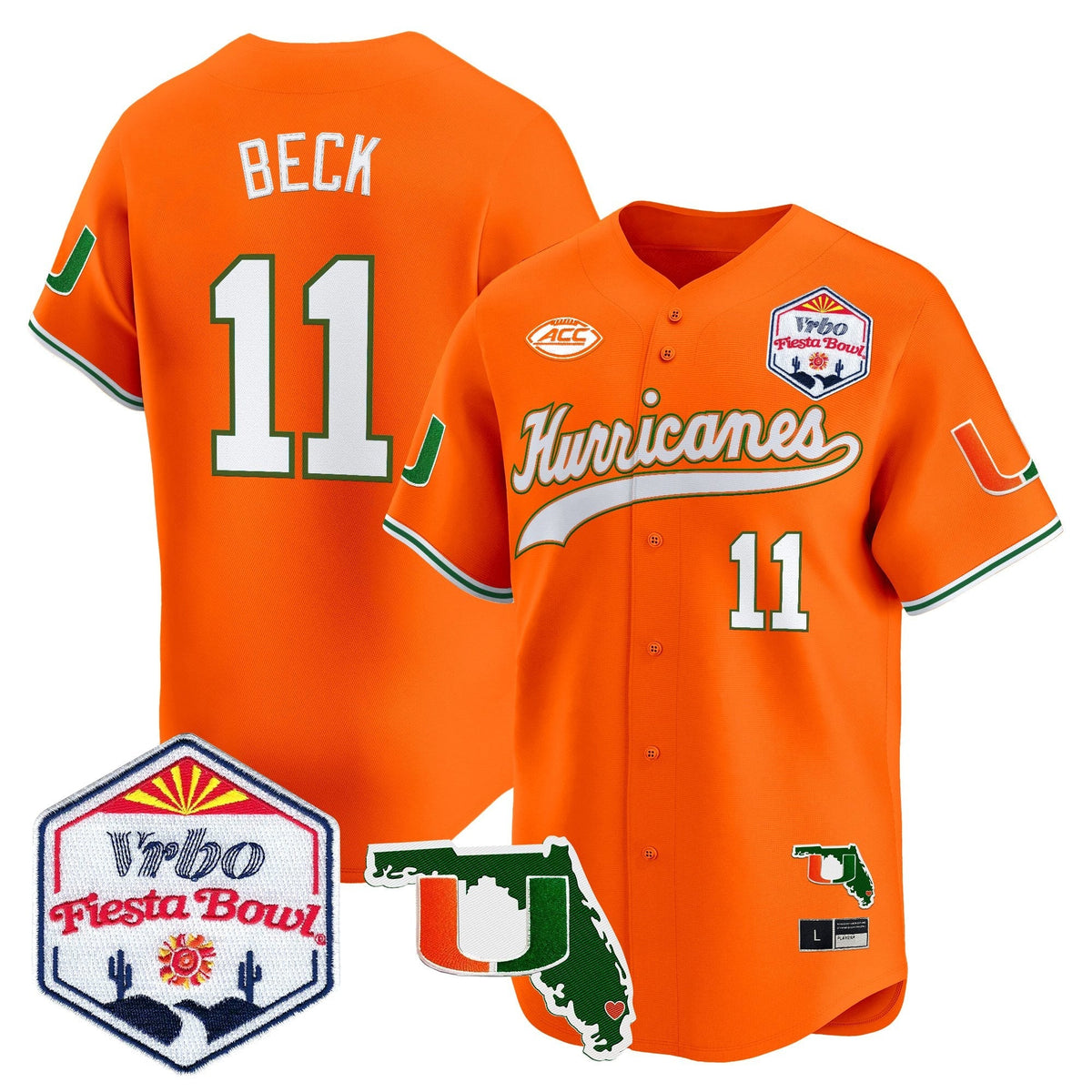 MIA 2026 The Fiesta Bowl & Florida Patch Vapor Baseball Jersey - All Stitched