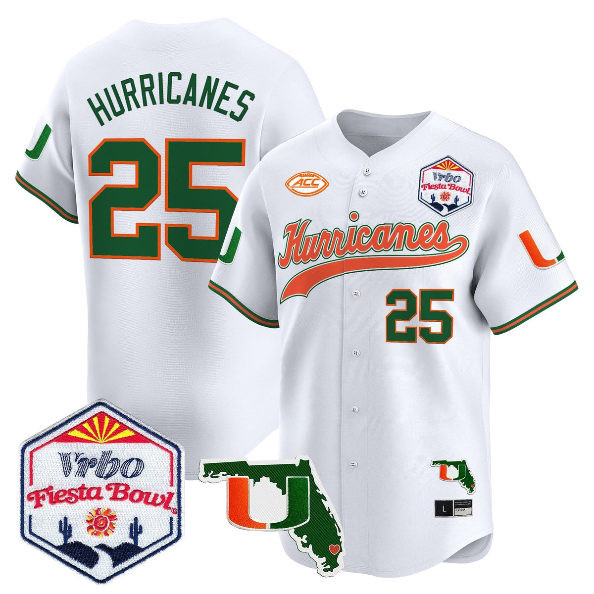 MIA 2026 The Fiesta Bowl & Florida Patch Vapor Baseball Jersey - All Stitched