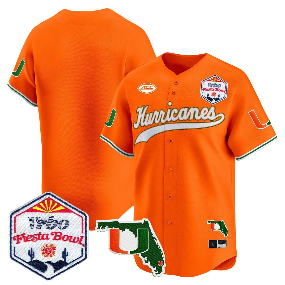MIA 2026 The Fiesta Bowl & Florida Patch Vapor Baseball Jersey - All Stitched