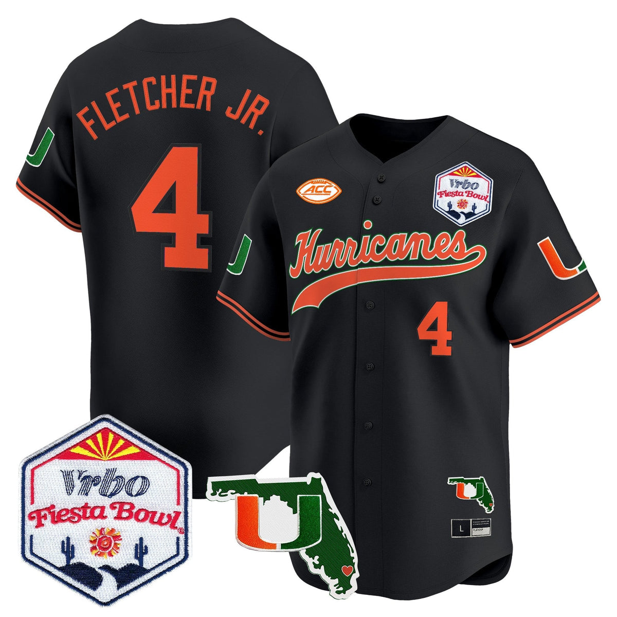 MIA 2026 The Fiesta Bowl & Florida Patch Vapor Baseball Jersey - All Stitched