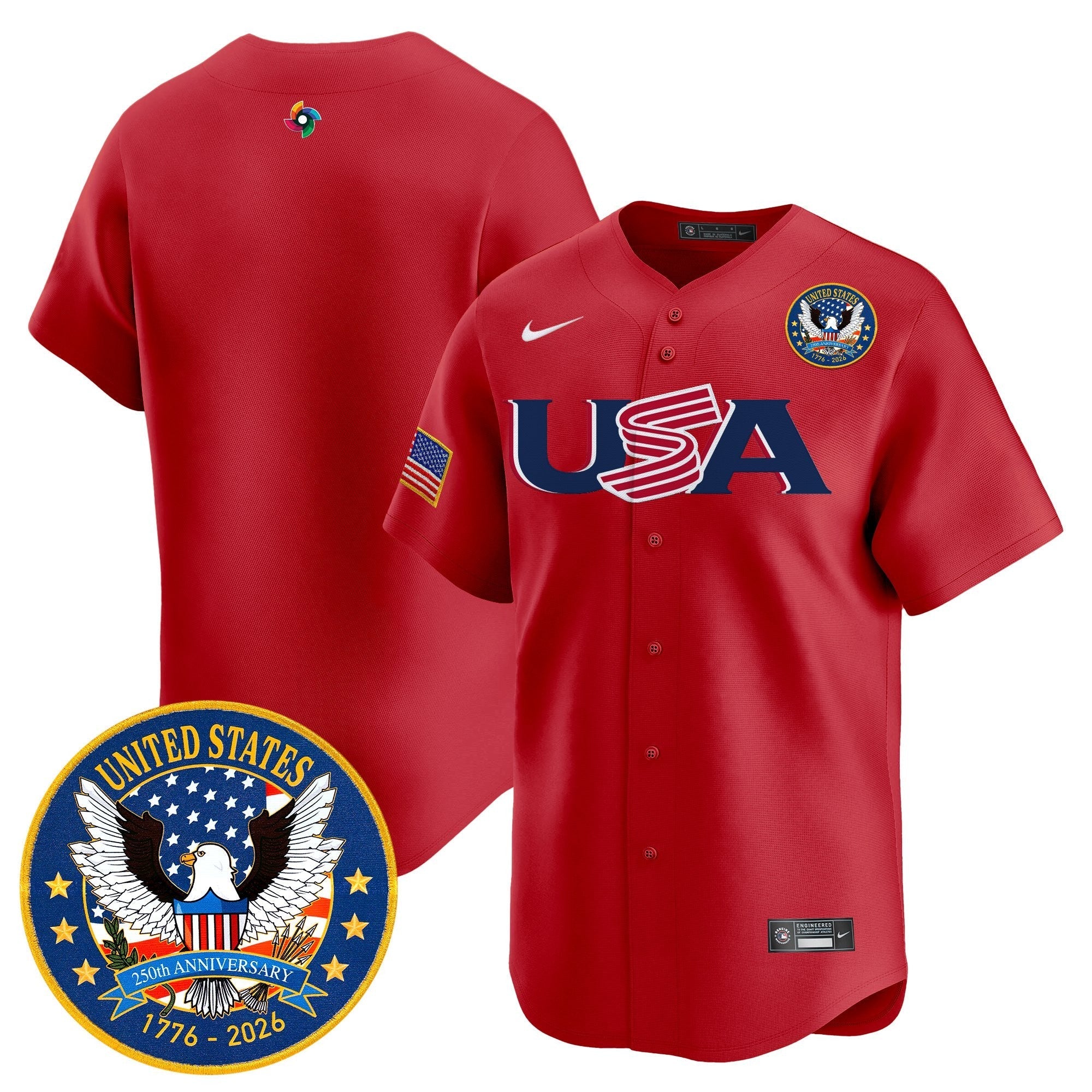 Team USA World Baseball Classic United States 250th Anniversary Patch Vapor Premier Jersey - 2026 Roster - All Stitched