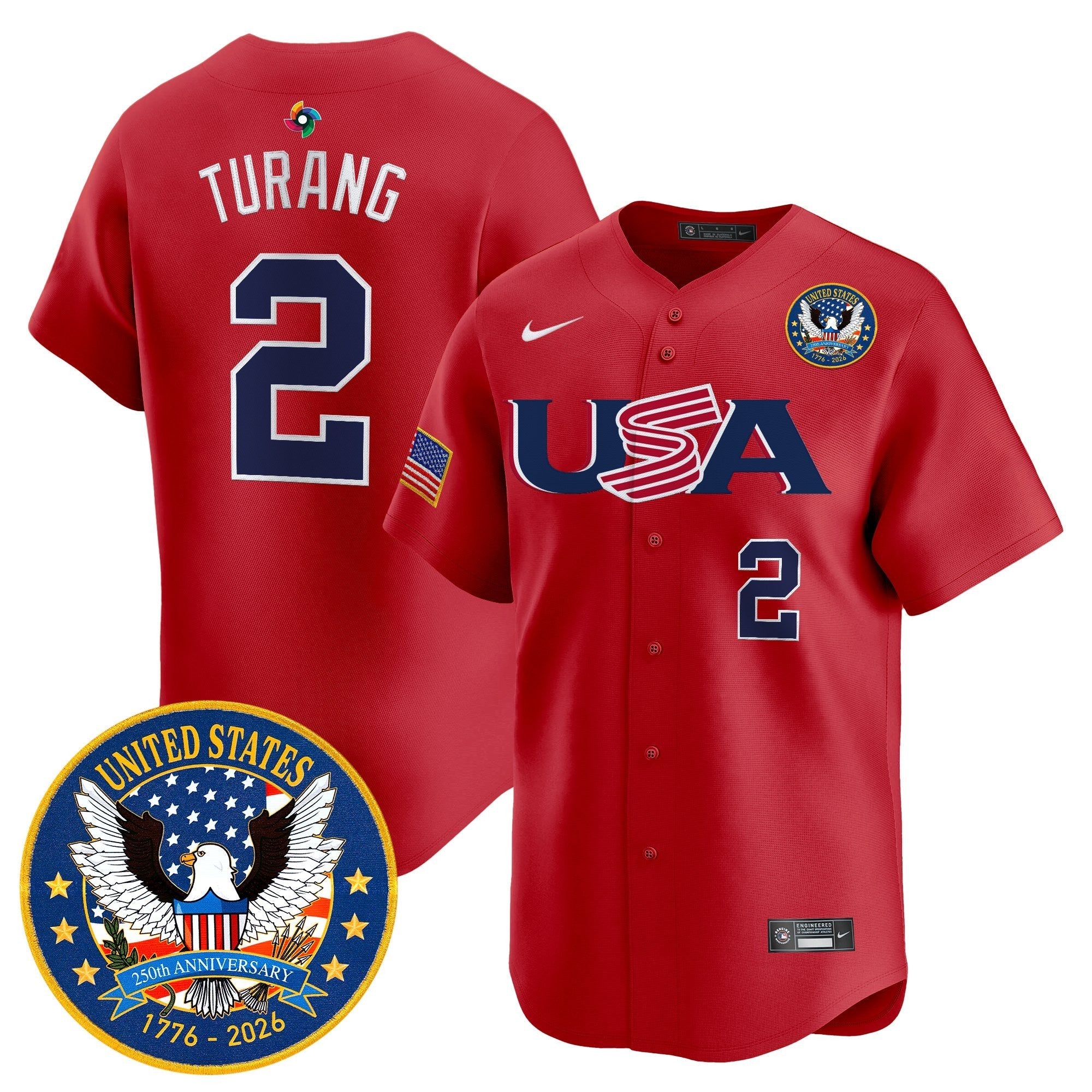 Team USA World Baseball Classic United States 250th Anniversary Patch Vapor Premier Jersey - 2026 Roster - All Stitched