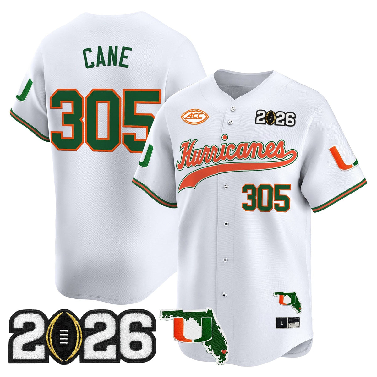 MIA 2026 CFP Final & Florida Patch Vapor Baseball Jersey - All Stitched
