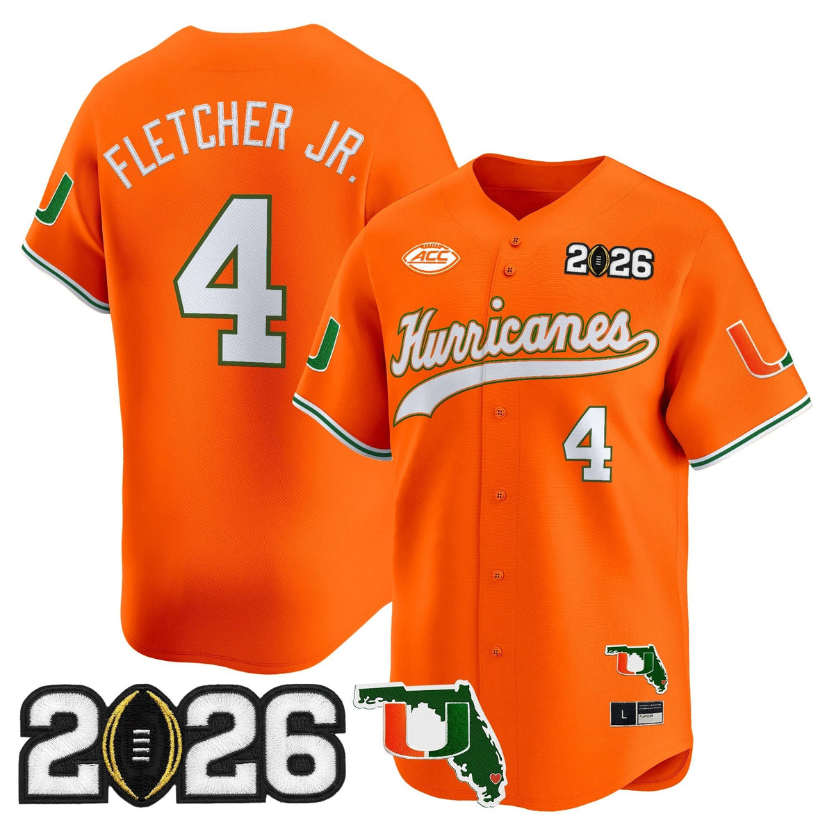 MIA 2026 CFP Final & Florida Patch Vapor Baseball Jersey - All Stitched