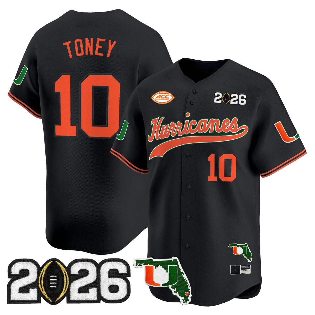 MIA 2026 CFP Final & Florida Patch Vapor Baseball Jersey - All Stitched