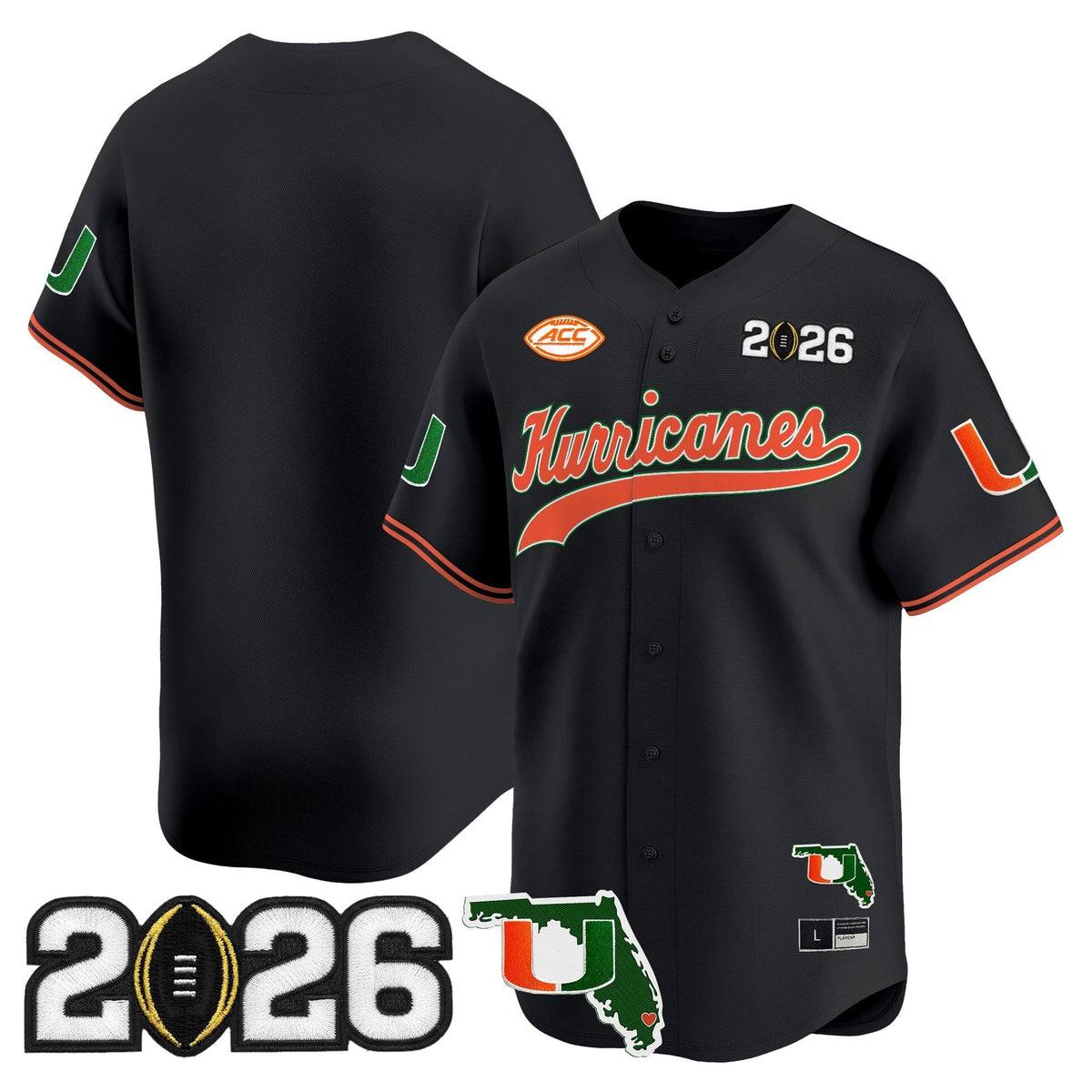 MIA 2026 CFP Final & Florida Patch Vapor Baseball Jersey - All Stitched