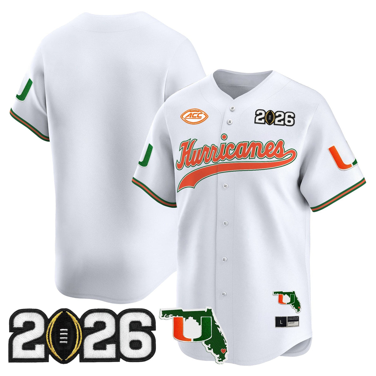MIA 2026 CFP Final & Florida Patch Vapor Baseball Jersey - All Stitched