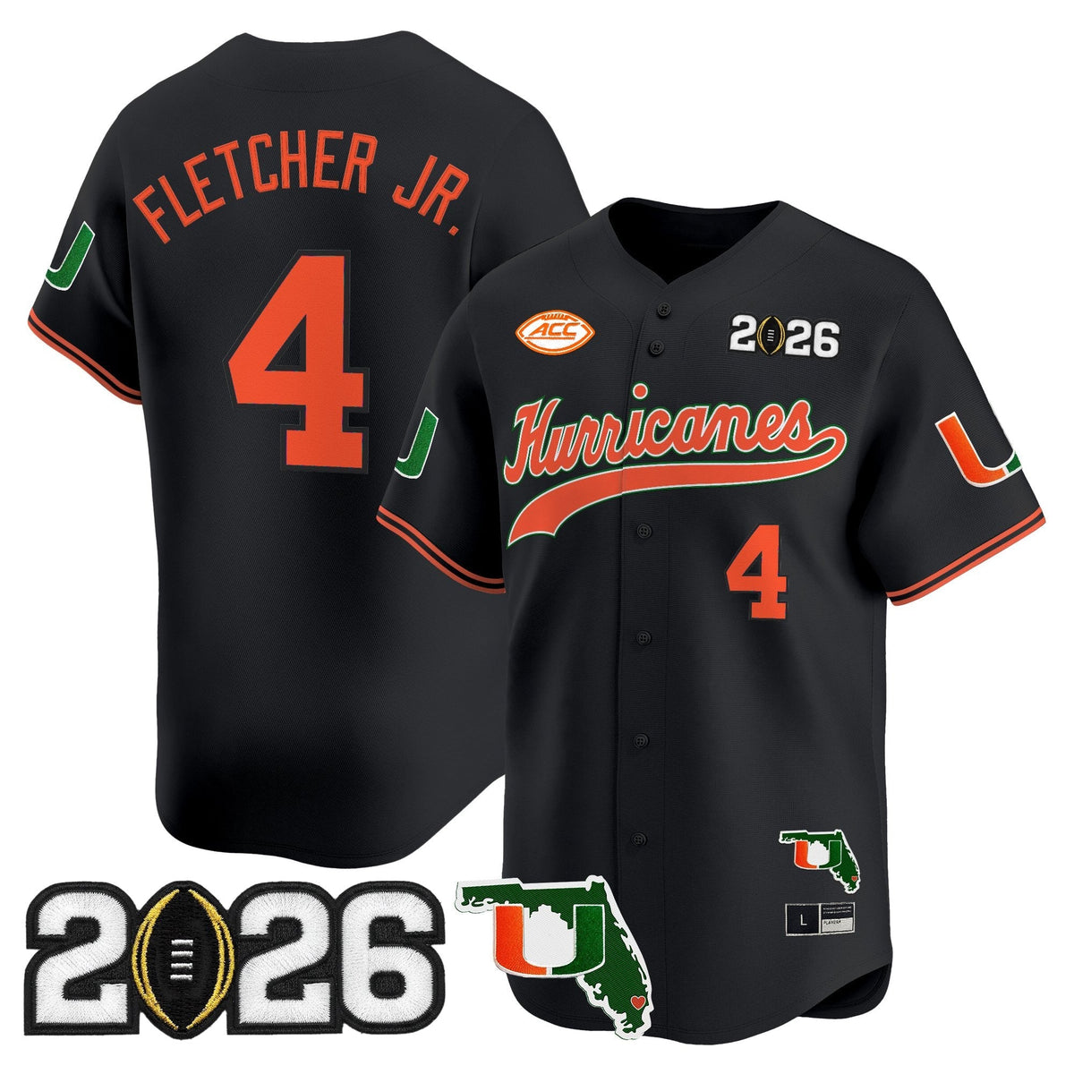 MIA 2026 CFP Final & Florida Patch Vapor Baseball Jersey - All Stitched