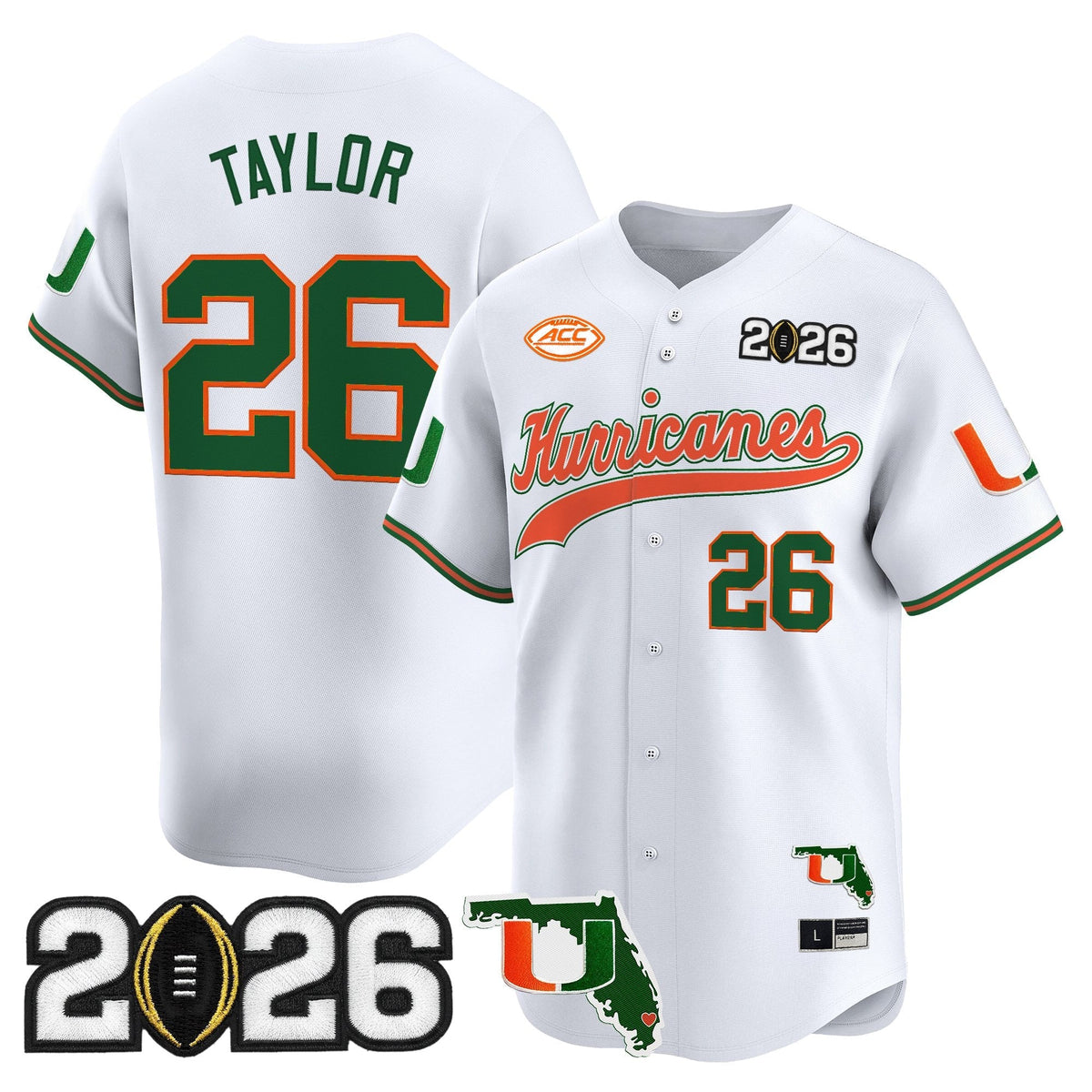MIA 2026 CFP Final & Florida Patch Vapor Baseball Jersey - All Stitched