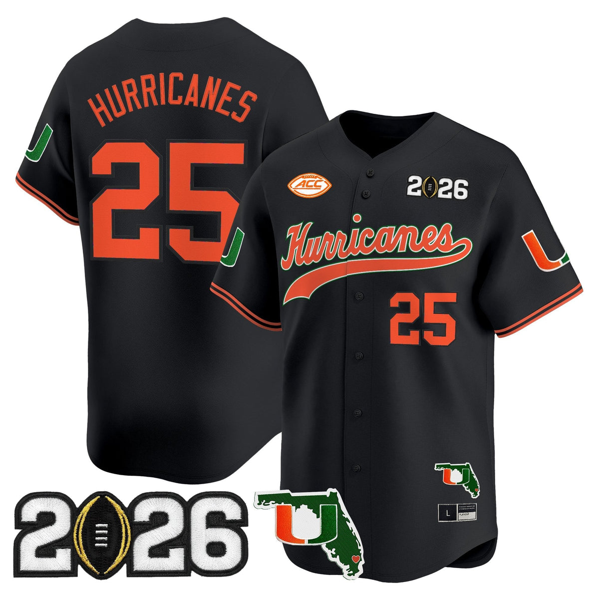 MIA 2026 CFP Final & Florida Patch Vapor Baseball Jersey - All Stitched