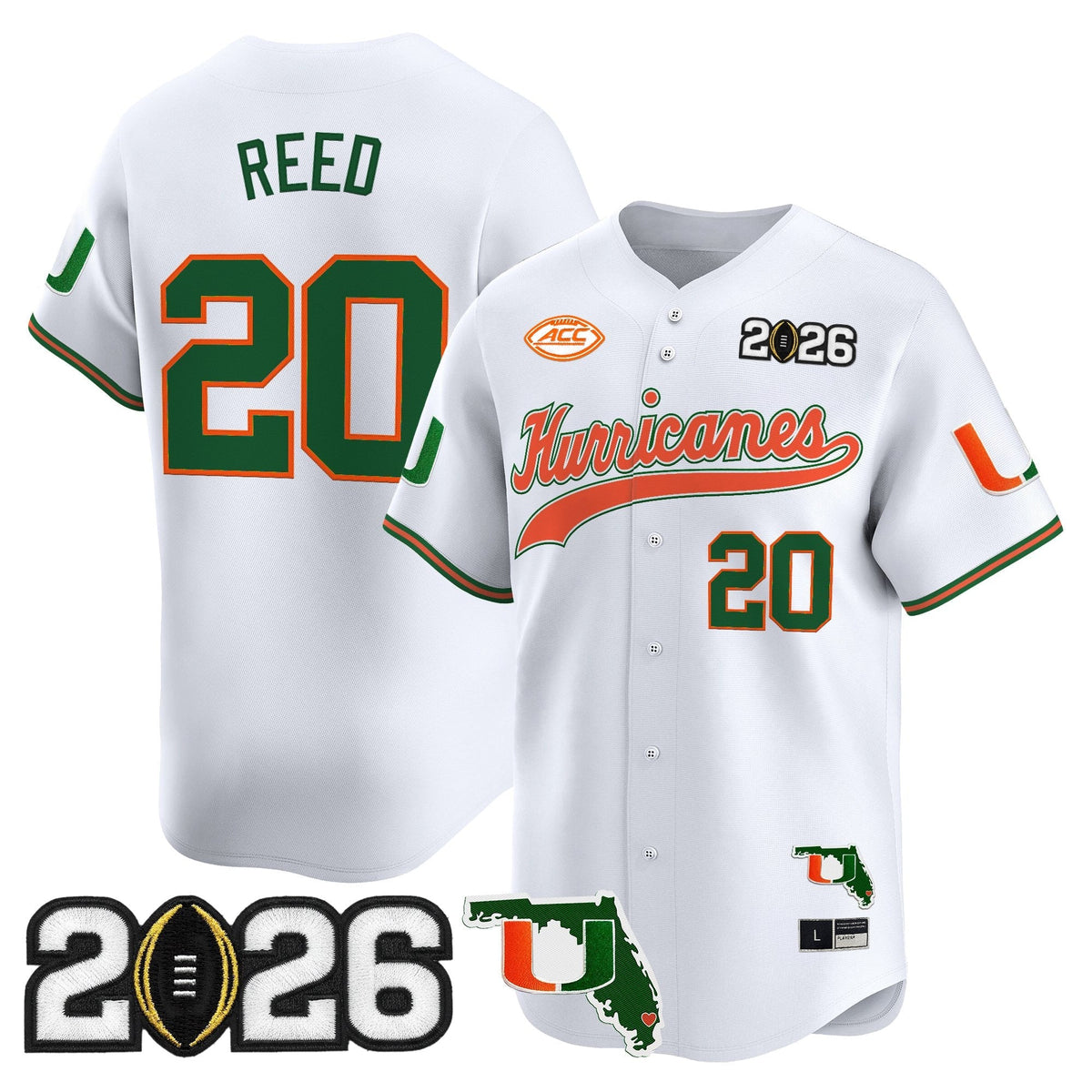 MIA 2026 CFP Final & Florida Patch Vapor Baseball Jersey - All Stitched