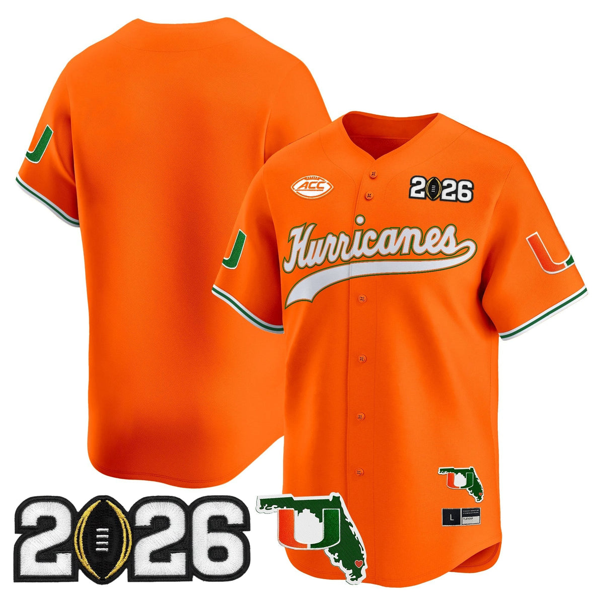MIA 2026 CFP Final & Florida Patch Vapor Baseball Jersey - All Stitched