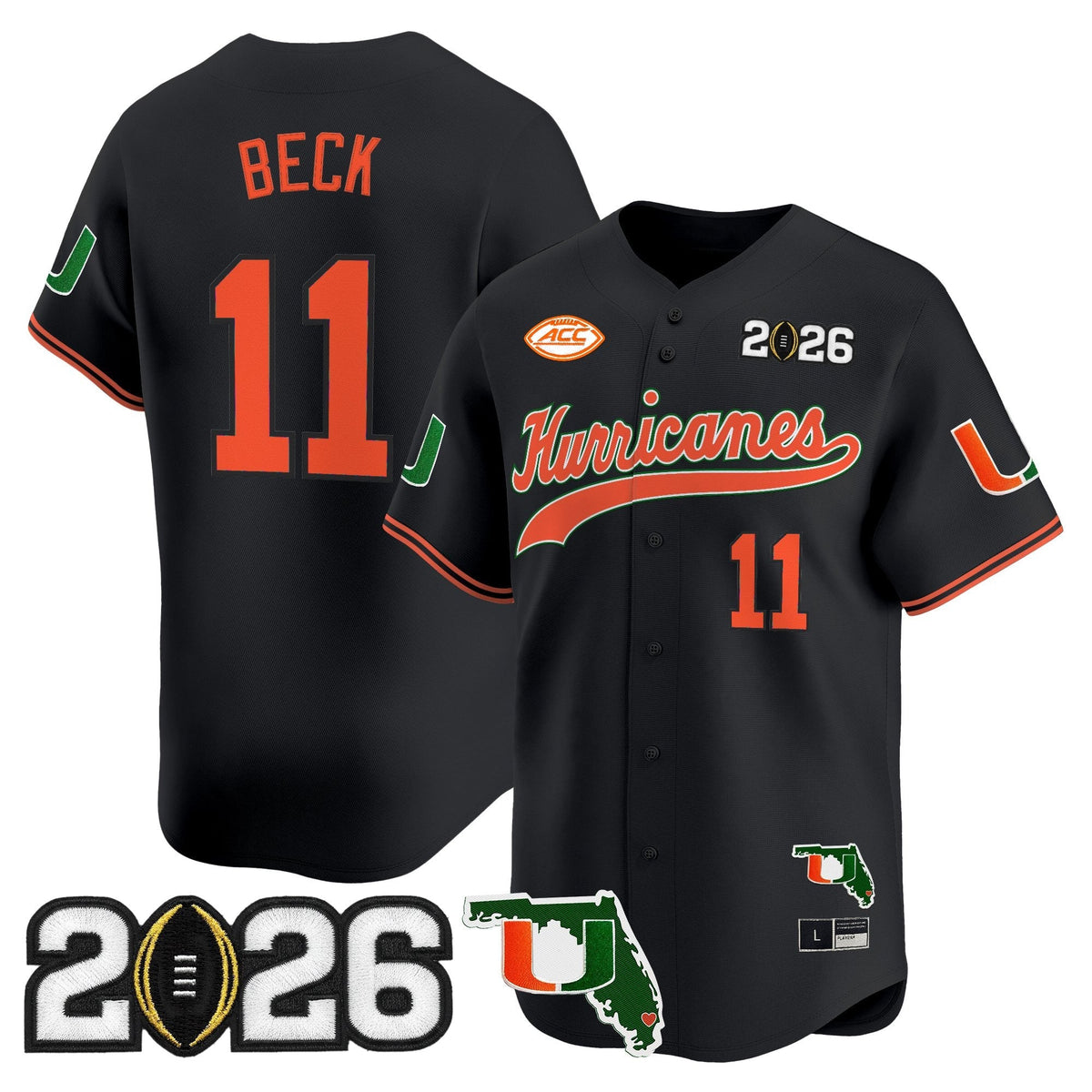 MIA 2026 CFP Final & Florida Patch Vapor Baseball Jersey - All Stitched