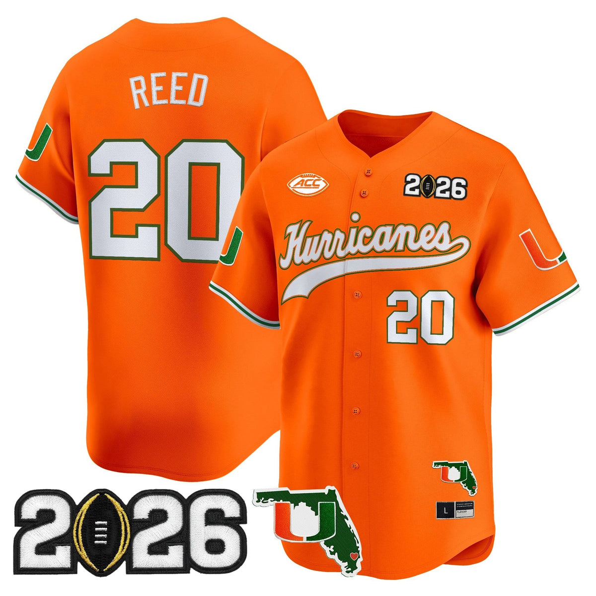 MIA 2026 CFP Final & Florida Patch Vapor Baseball Jersey - All Stitched