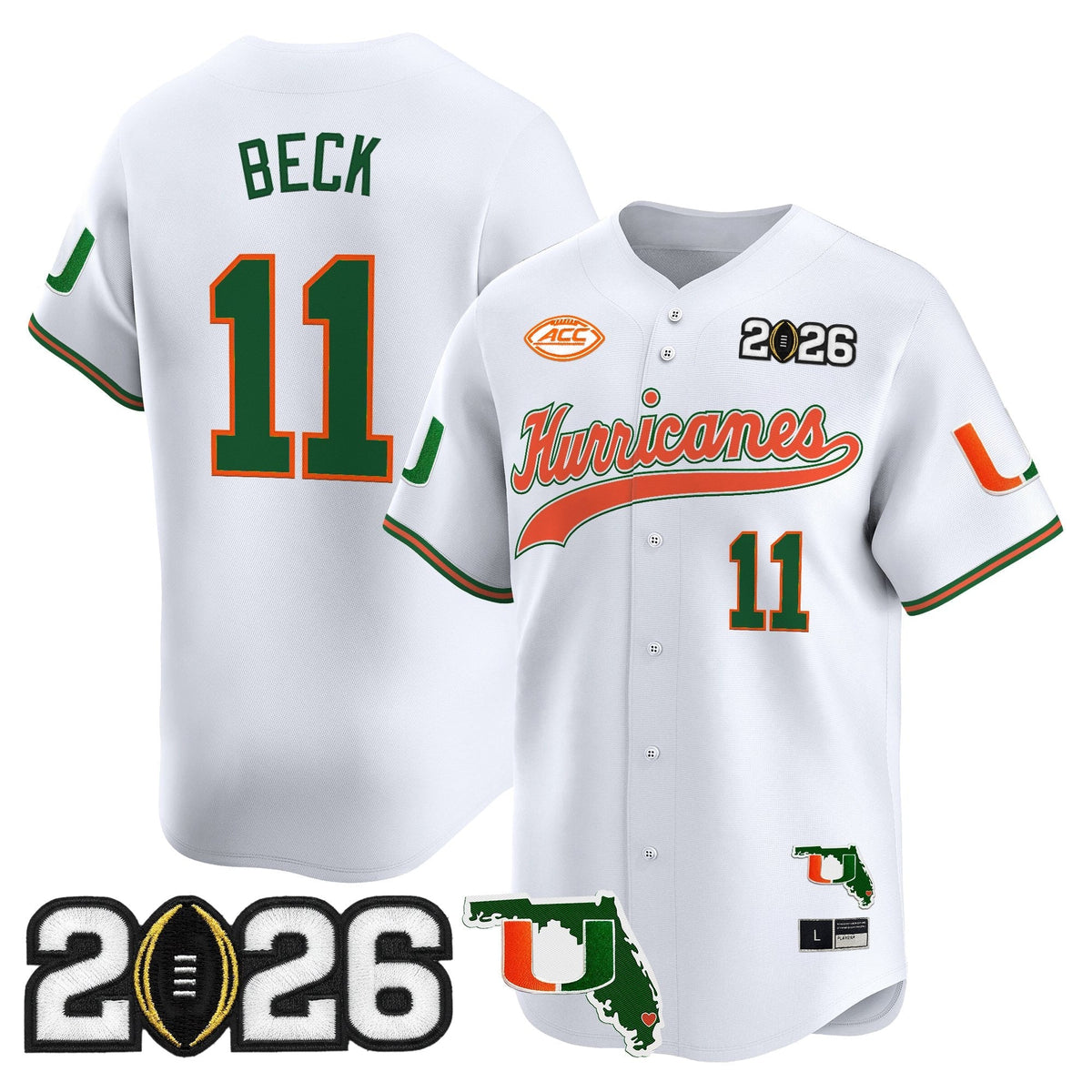 MIA 2026 CFP Final & Florida Patch Vapor Baseball Jersey - All Stitched