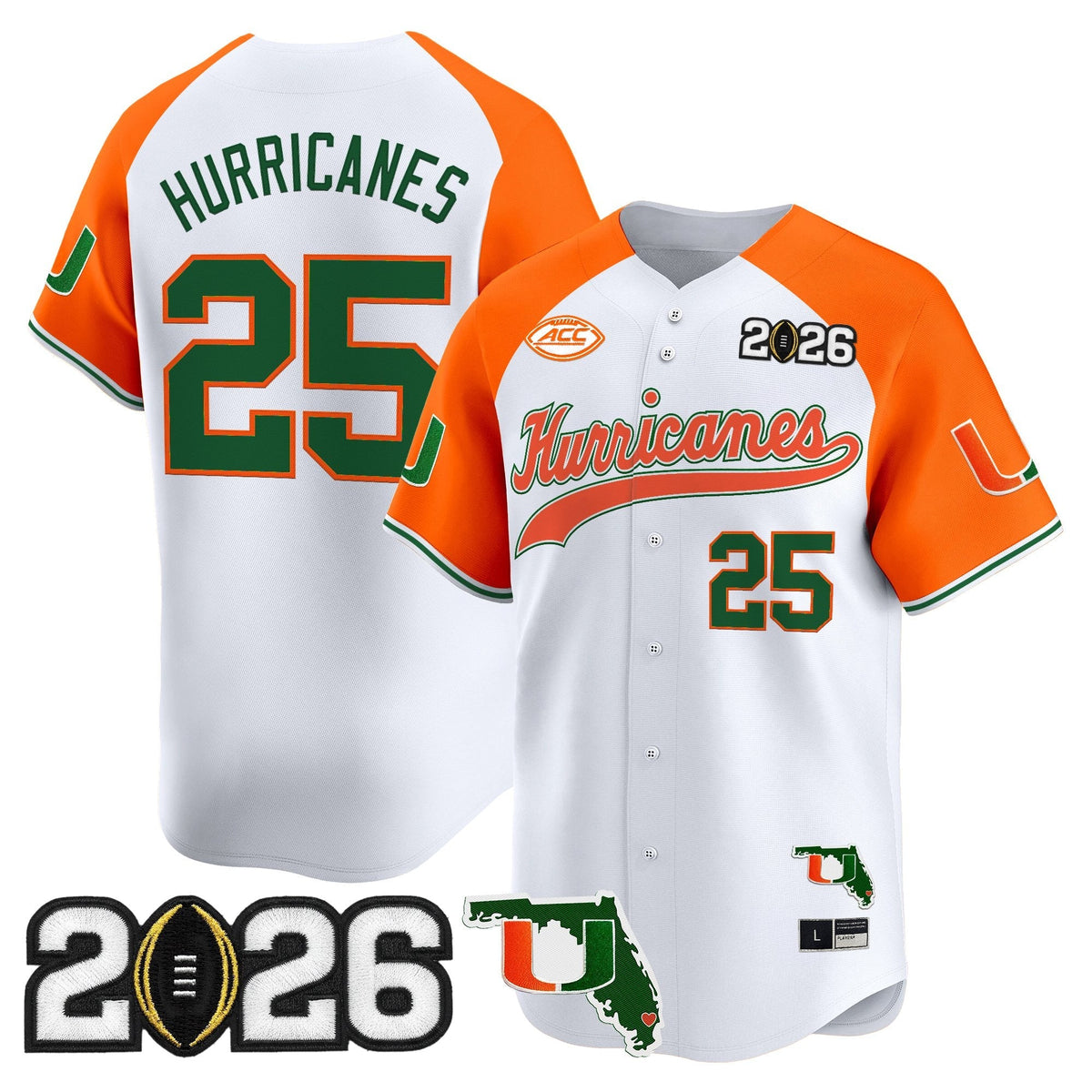 MIA 2026 CFP Final & Florida Patch Vapor Baseball Jersey - All Stitched
