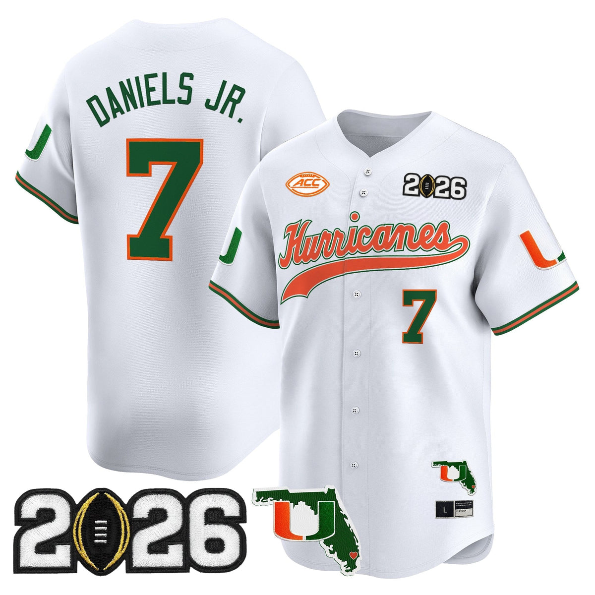 MIA 2026 CFP Final & Florida Patch Vapor Baseball Jersey - All Stitched