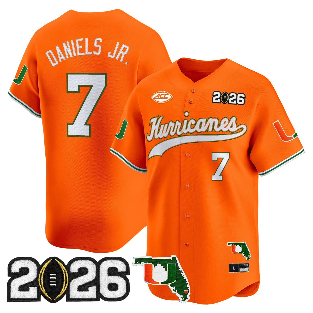MIA 2026 CFP Final & Florida Patch Vapor Baseball Jersey - All Stitched