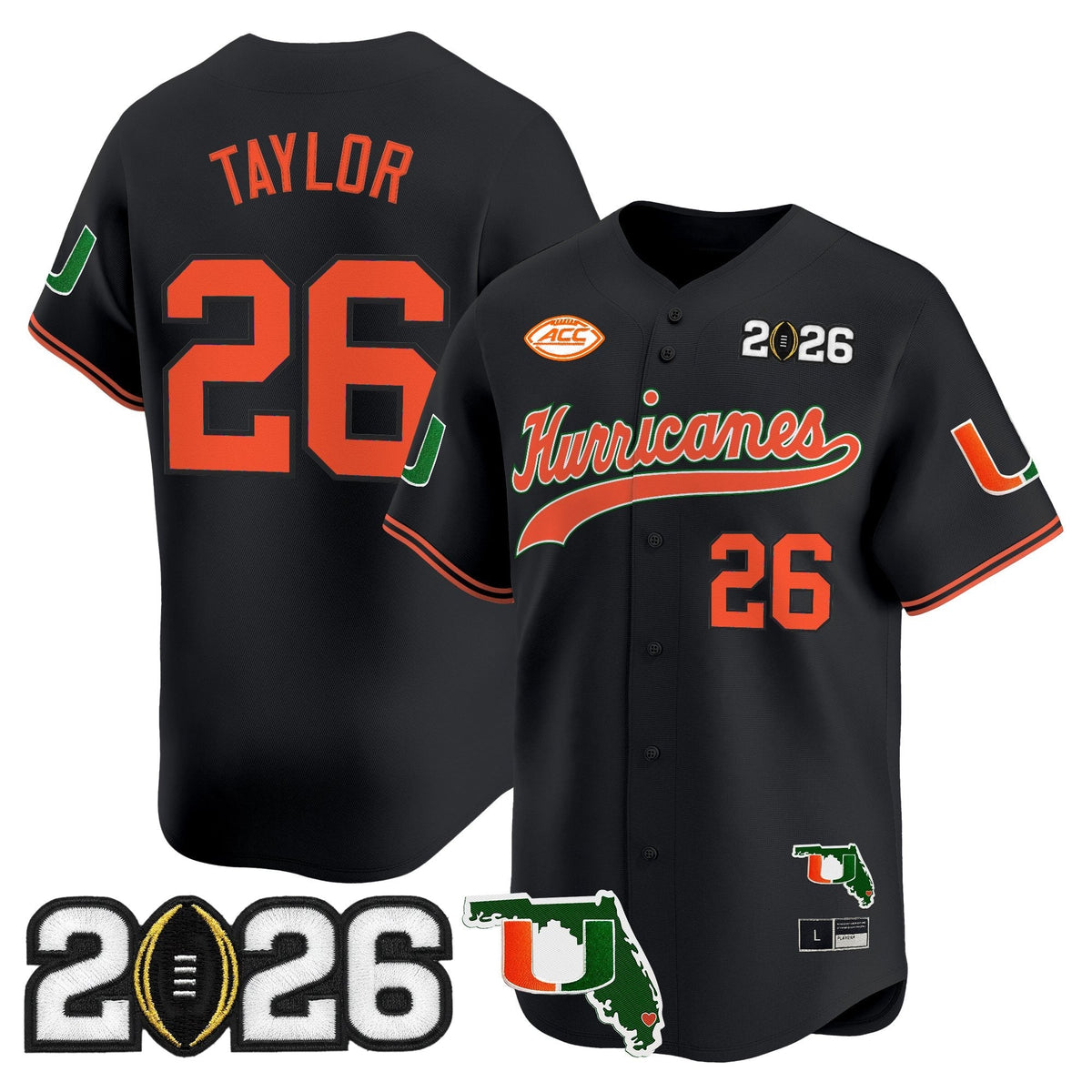 MIA 2026 CFP Final & Florida Patch Vapor Baseball Jersey - All Stitched