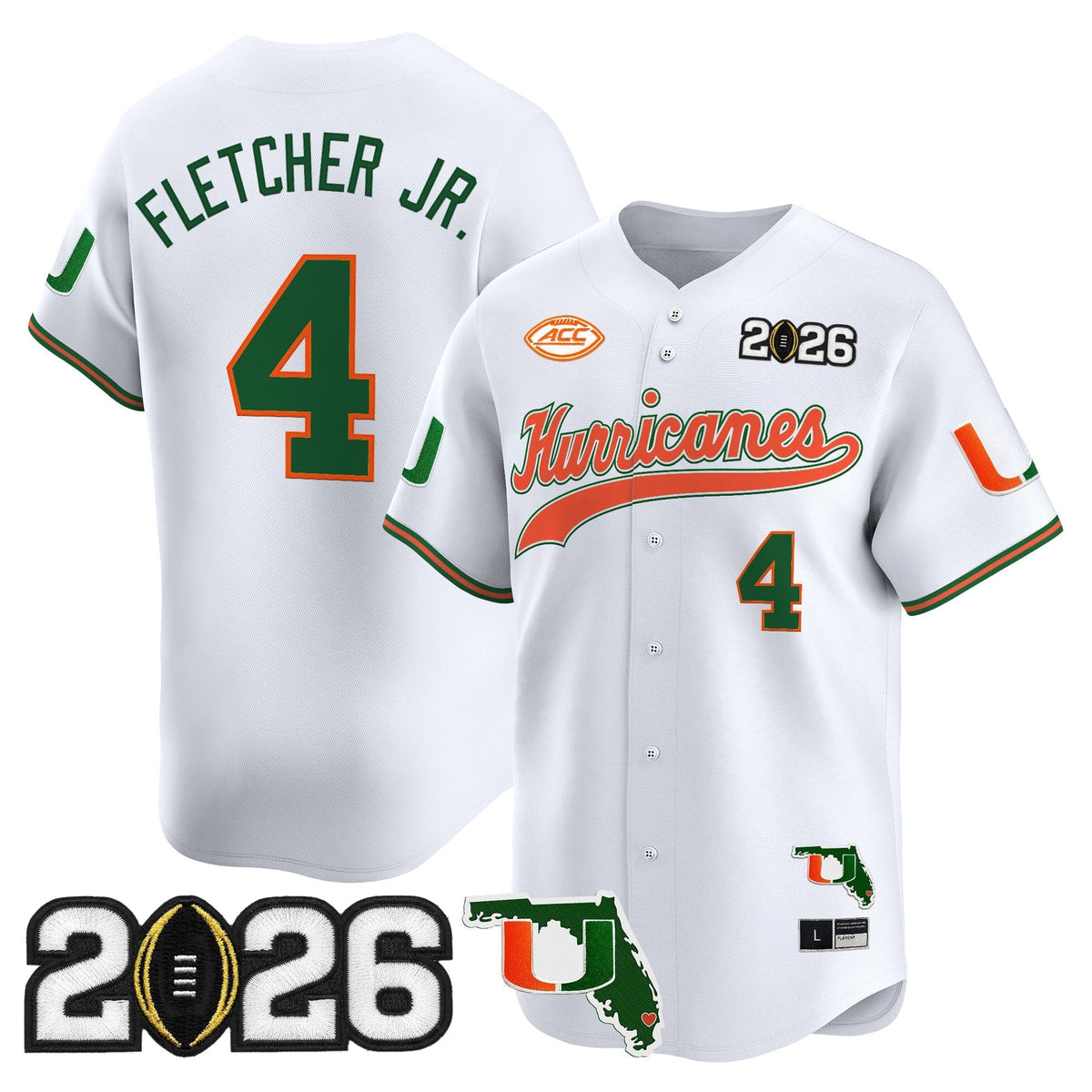MIA 2026 CFP Final & Florida Patch Vapor Baseball Jersey - All Stitched