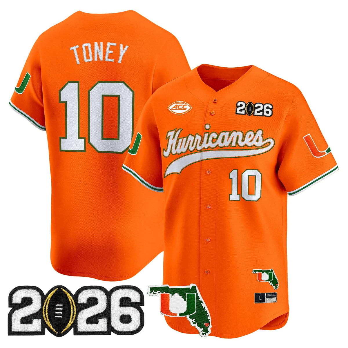 MIA 2026 CFP Final & Florida Patch Vapor Baseball Jersey - All Stitched