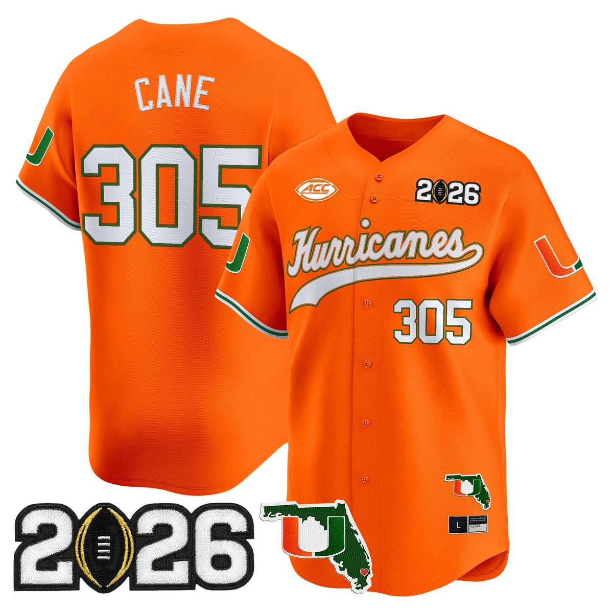 MIA 2026 CFP Final & Florida Patch Vapor Baseball Jersey - All Stitched