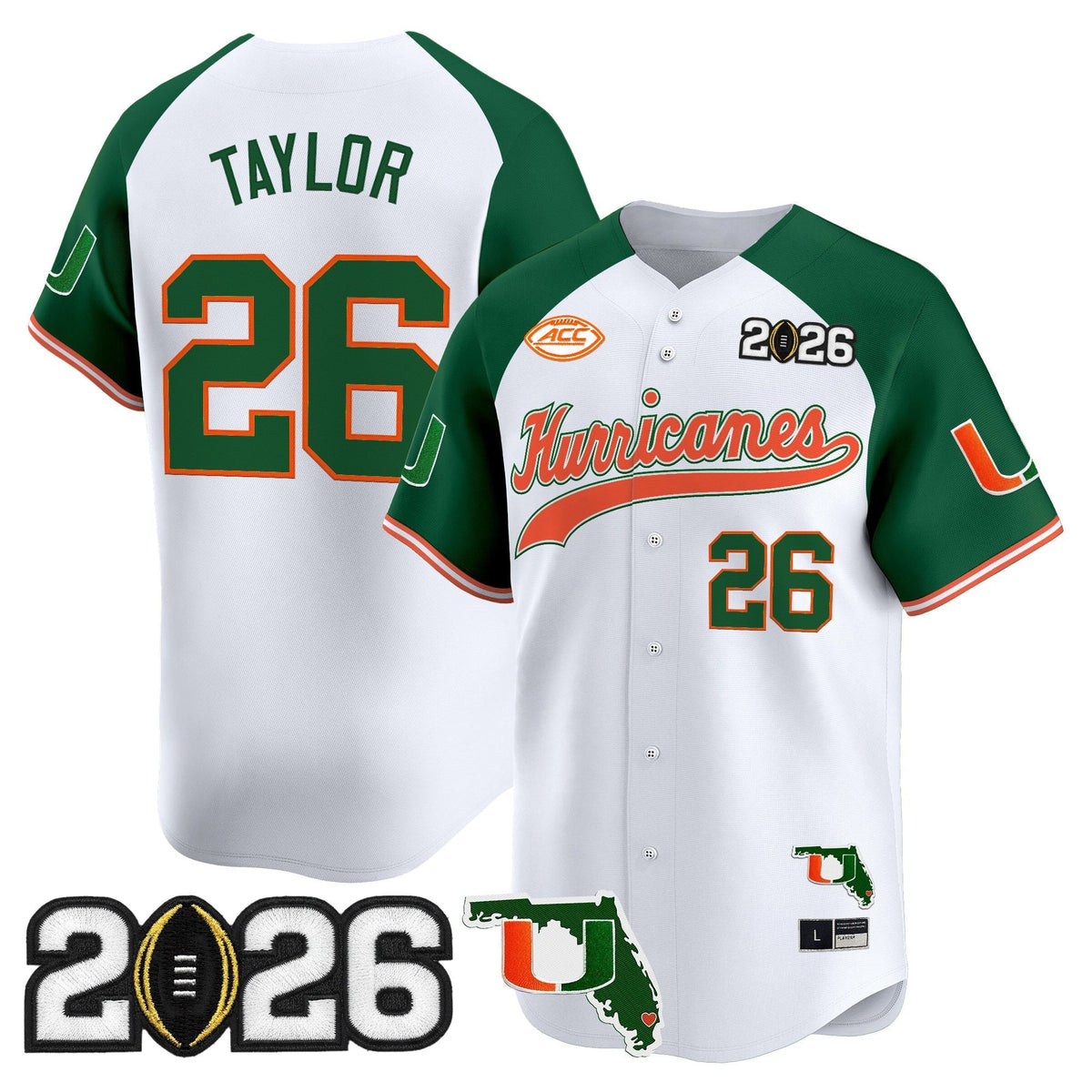 MIA 2026 CFP Final & Florida Patch Vapor Baseball Jersey - All Stitched