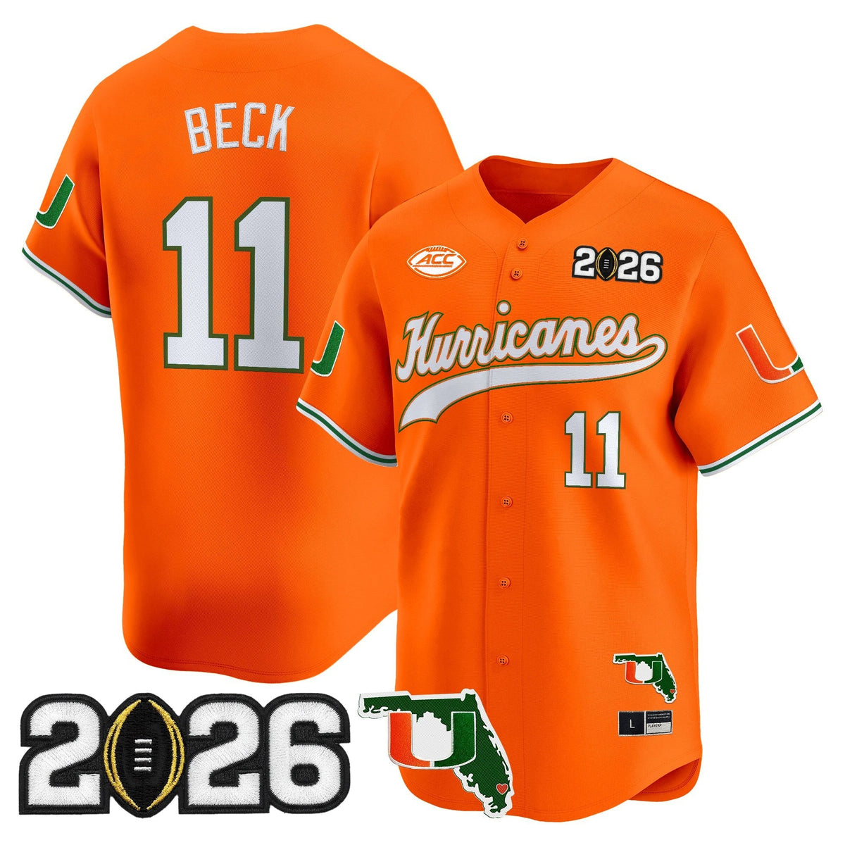 MIA 2026 CFP Final & Florida Patch Vapor Baseball Jersey - All Stitched