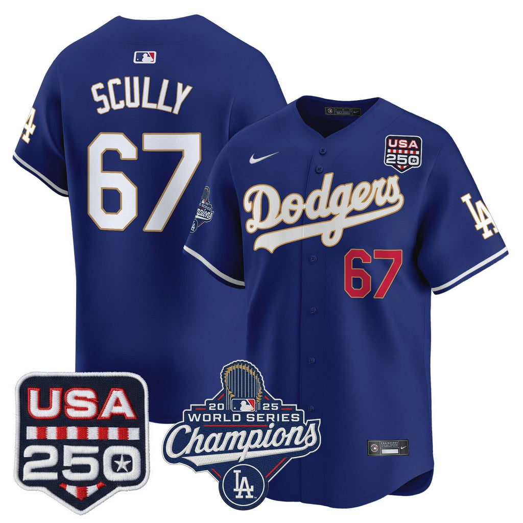Dodgers 2025 World Series Champions & 250America Patch Vapor Premier Limited Jersey - Stitched