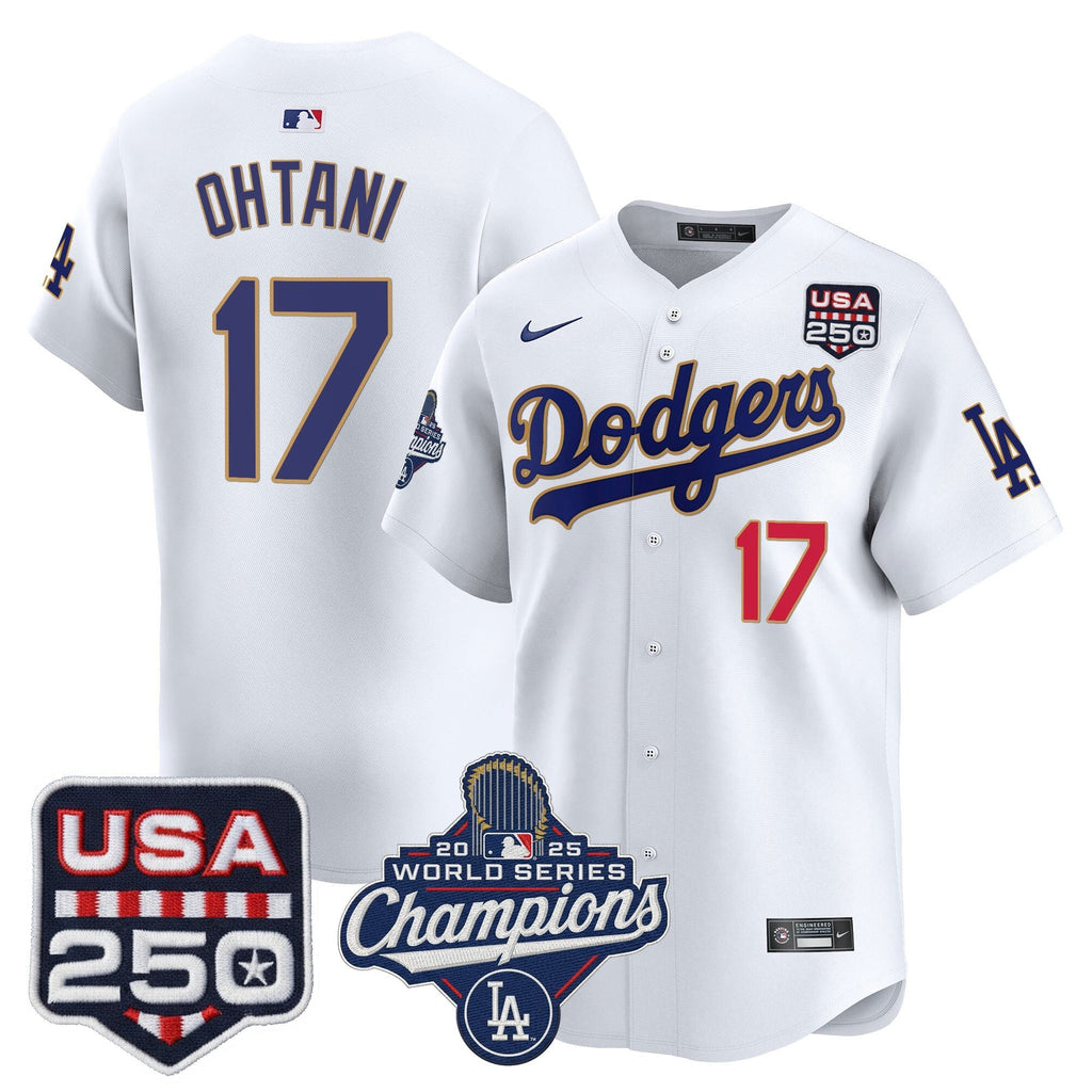 Dodgers 2025 World Series Champions & 250America Patch Vapor Premier Limited Jersey - Stitched