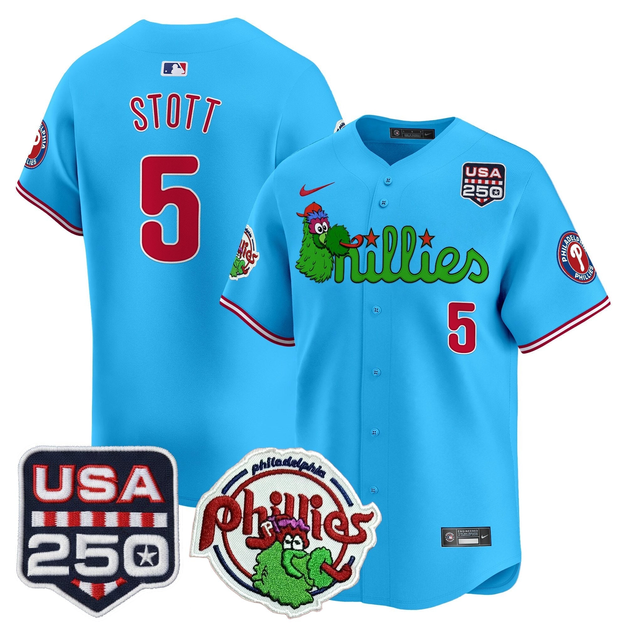 PHI Phanatic & 250America Patch Vapor Premier Limited Jersey - All Stitched