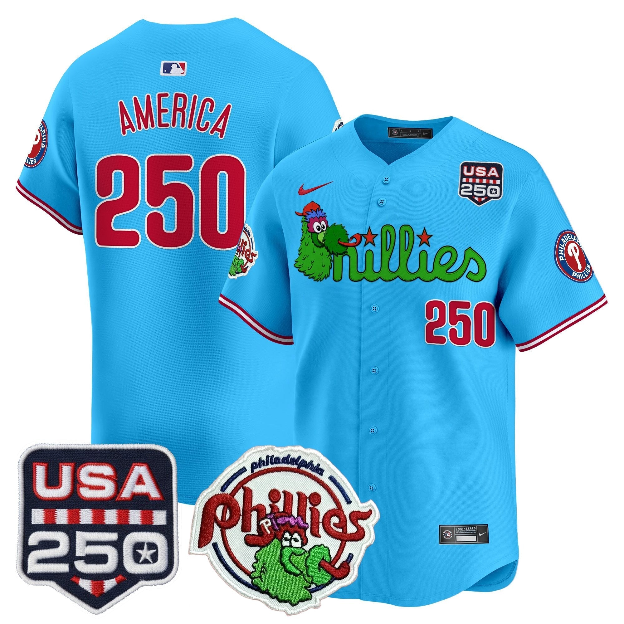 PHI Phanatic & 250America Patch Vapor Premier Limited Jersey - All Stitched