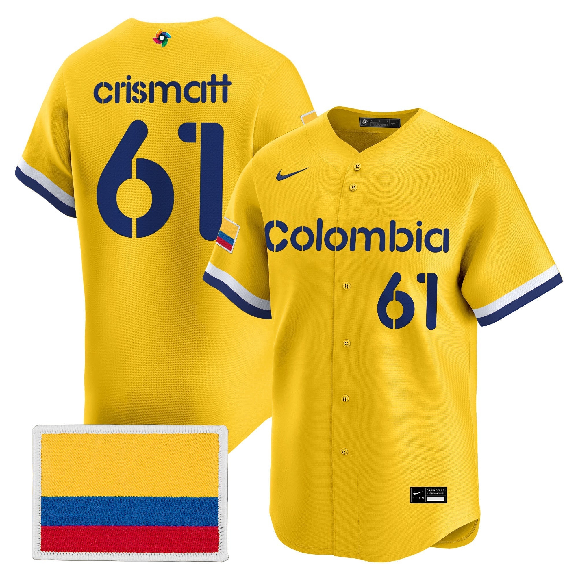Team Colombia 2026 World Baseball Classic Vapor Premier Jersey - All Stitched
