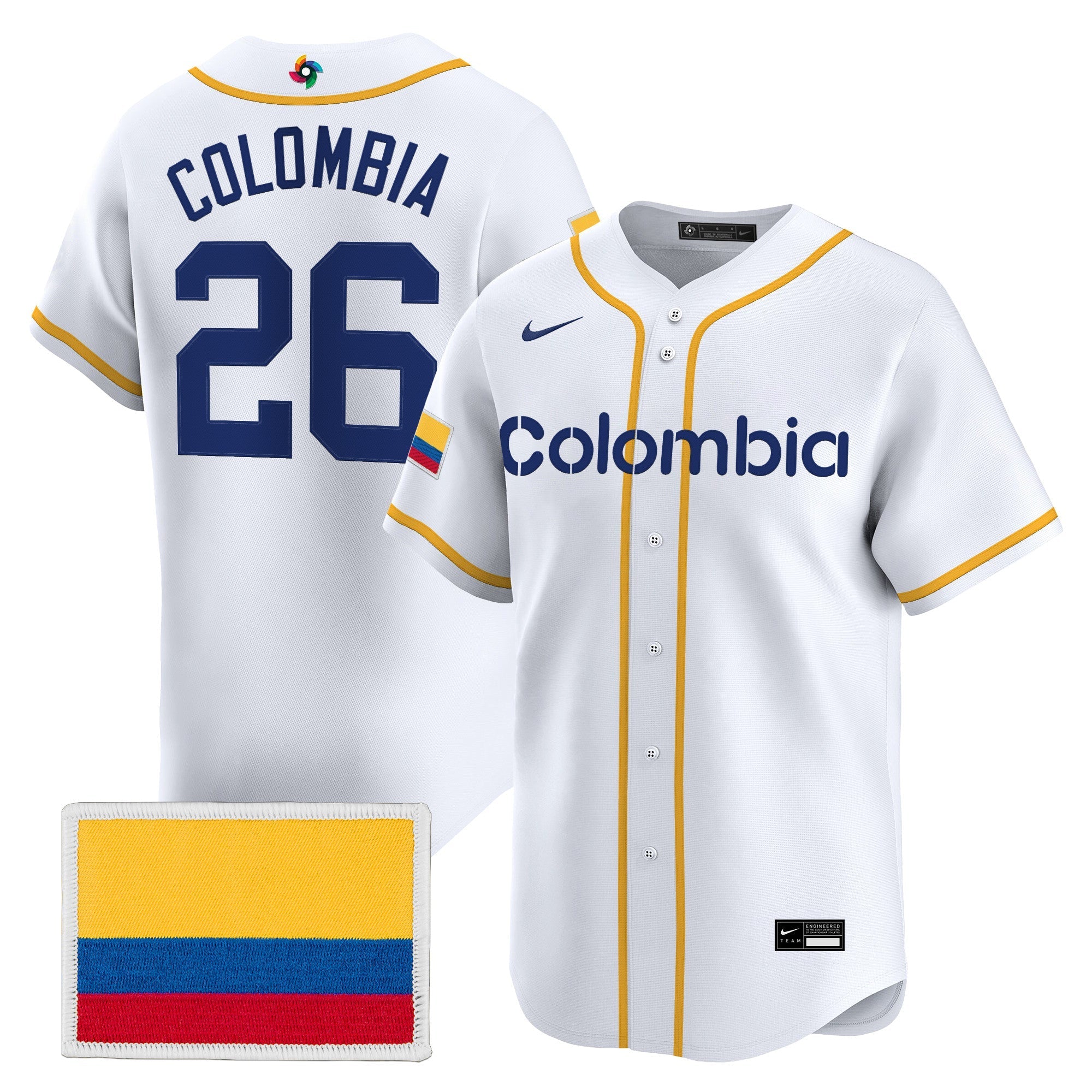 Team Colombia 2026 World Baseball Classic Vapor Premier Jersey - All Stitched