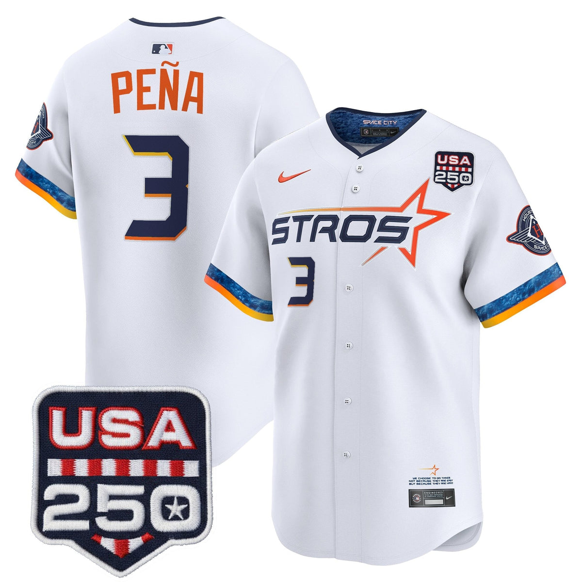 Menâs HOU 250America Patch Vapor Premier Limited Jersey - All Stitched