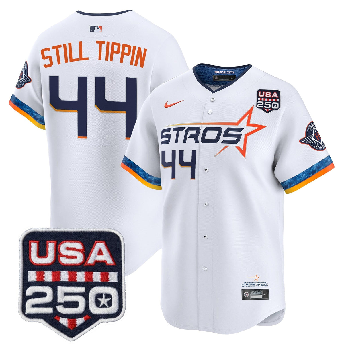 Menâs HOU 250America Patch Vapor Premier Limited Jersey - All Stitched