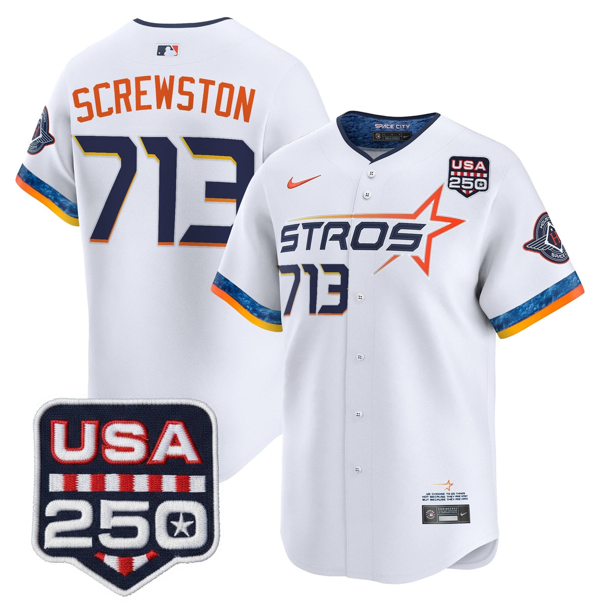 Menâs HOU 250America Patch Vapor Premier Limited Jersey - All Stitched