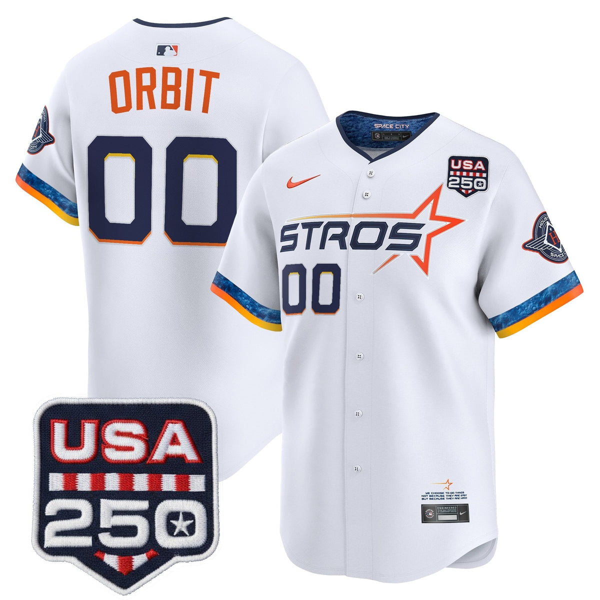 Menâs HOU 250America Patch Vapor Premier Limited Jersey - All Stitched